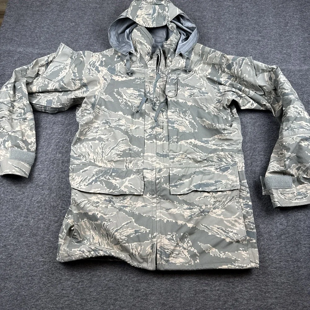 US Airforce Jacket Mens Small Regular Parka Military Tiger Stripe Camo APECS